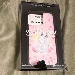 Wildflowers Bunny Design iPhone 15 Pro Max Case - Pink and Gray